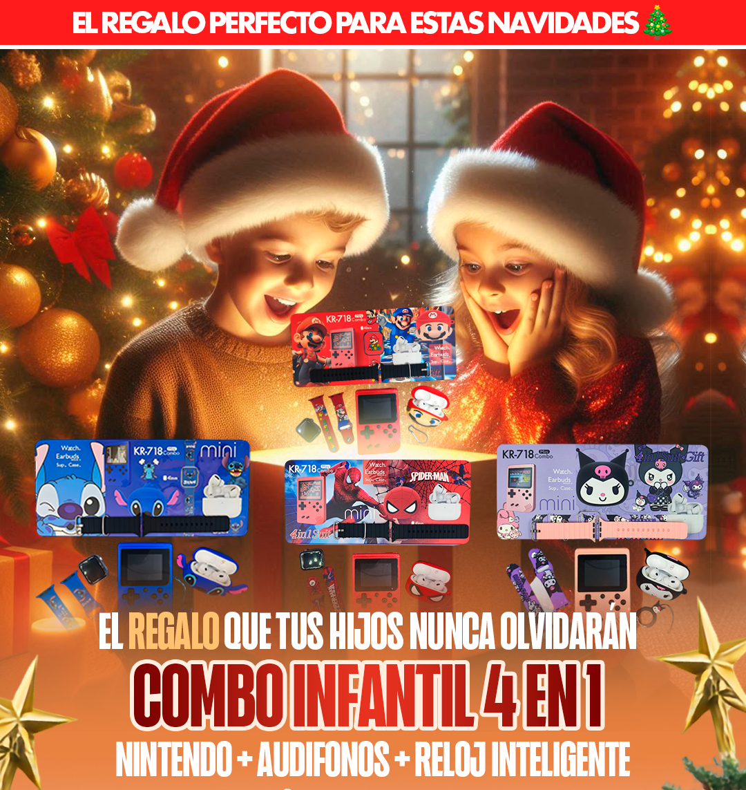 🎮🕹 Mega Kit Nintendo + Smartwatch + Audífonos