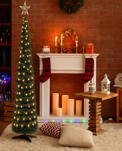 Árbol Plegable PUNTA BLANCA 🎁 PROMOCION POR TIEMPO LIMITADO + EXTENSION NAVIDEÑA DE 200 BOMBILLOS 🎁